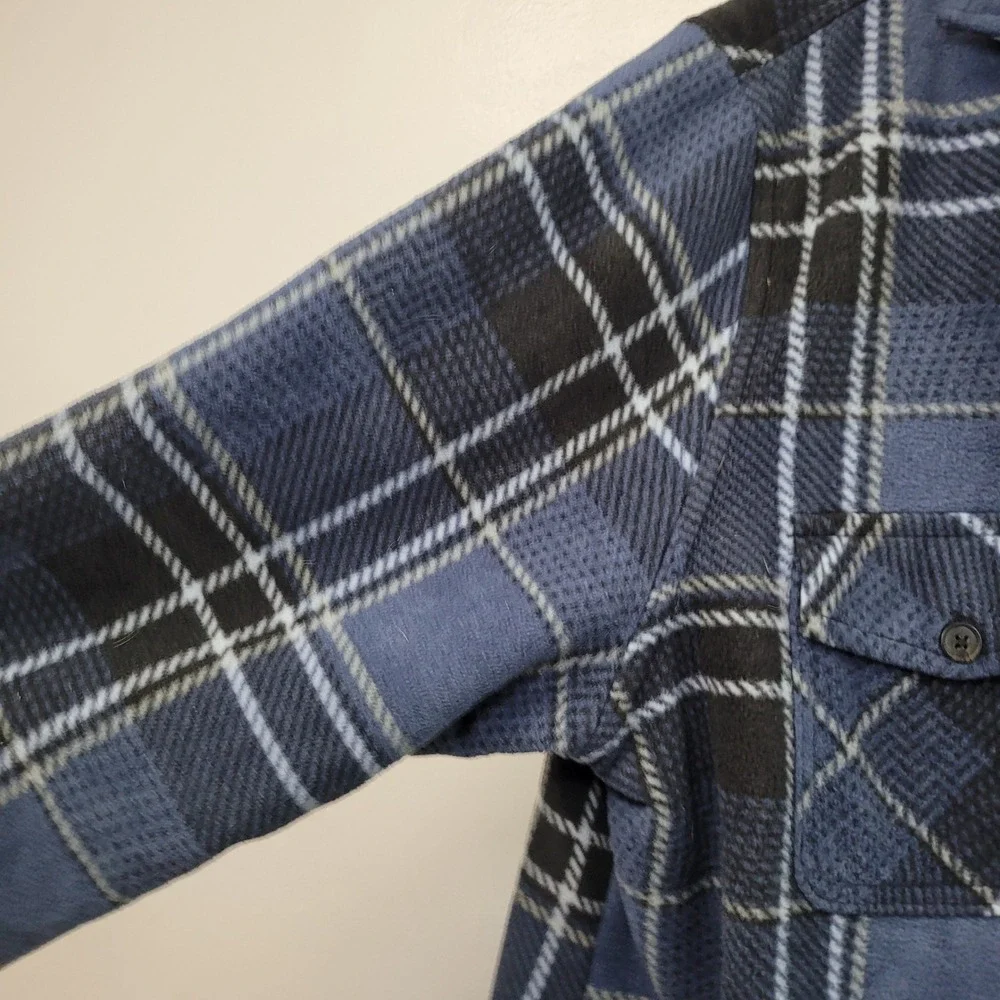 Freedom Foundry Mens XXL Blue Plaid Sherpa Lined Fleece Flannel Shirt Jacket